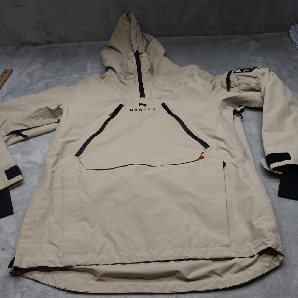 Montec Doom Jacket Mens Medium Beige Hood Pullover Ski Snow Anorak Outdoor Anzu